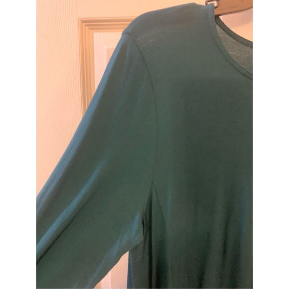 EILEEN FISHER TUNIC TOP DEEP TEAL LONG SLEEVE SWING STYLE EASY CARE SZ MED - Picture 6 of 9